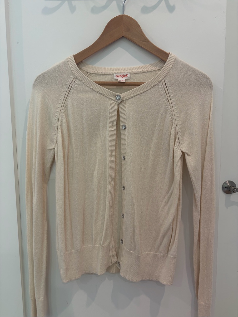 Cat & Jack Jewel Button-Front Girl’s Ivory Cardigan